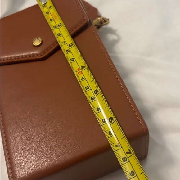 Charles & Keith Tan Brown Leather elongated Crossbody Bag magnetic closure - Picture 11 of 16